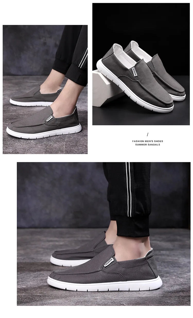 Fashion Slip-on Men's Canvas Shoes Breathable Lightweight Comfortable