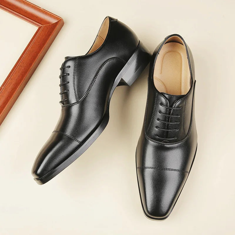 Genuine Leather Mens Dress Shoes Black Formal Social Shoe