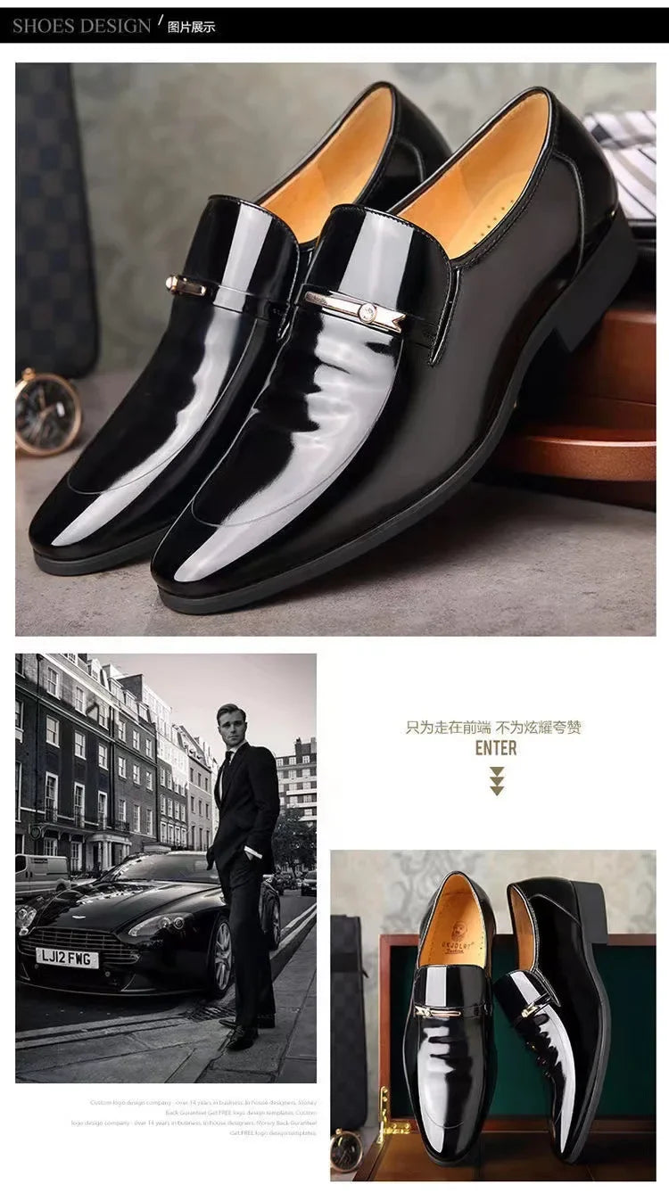 Luxury Business Oxford Leather Shoes Men Breathable Patent