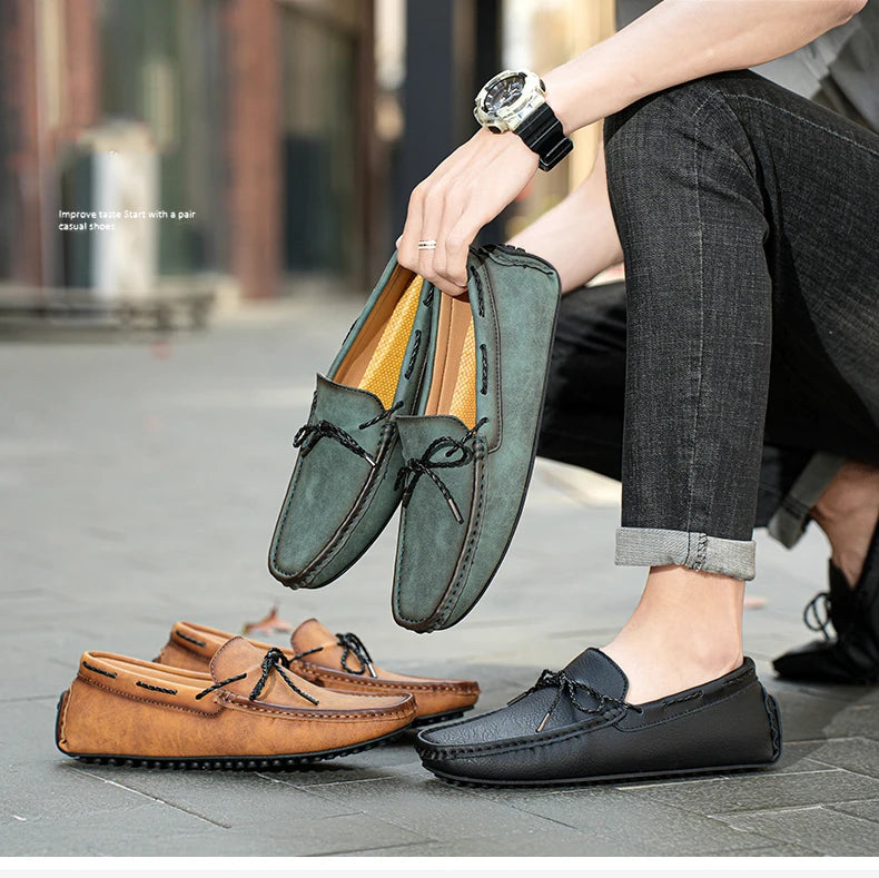 Genuine Leather Men Casual Shoes Luxury Brand Mens Loafers