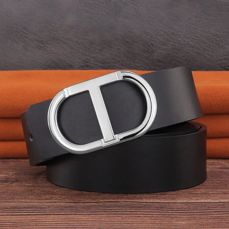 Jeans Belt Genuine Leather for Men's High Quality Buckle Jeanss