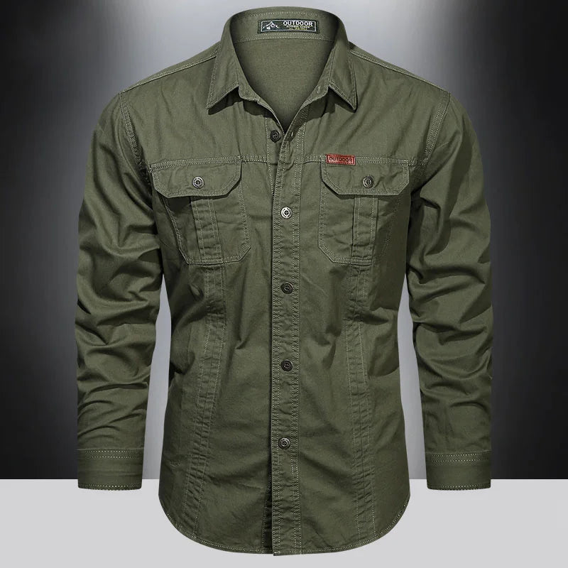 New Autumn Military Style Cotton Pocket Shirt for Men