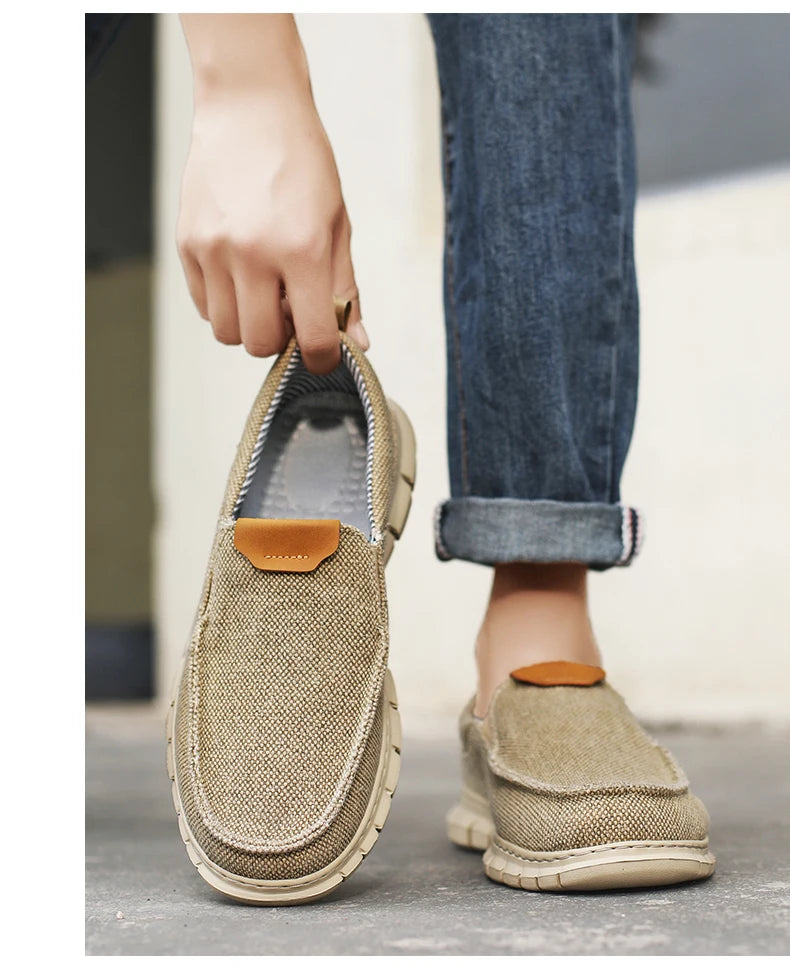 Soothing Breathable Canvas Shoes Men Loafers Slip On Summer