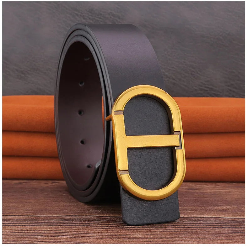 Jeans Belt Genuine Leather for Men's High Quality Buckle Jeanss