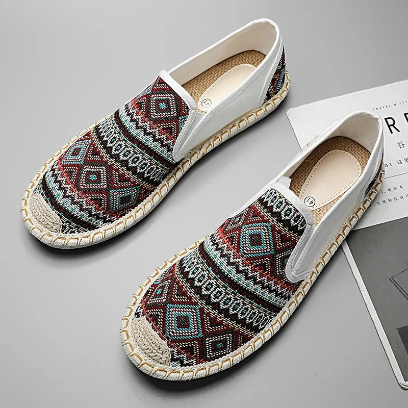 Classic Ethnic Stylish Summer White Men Fisherman Shoes Low-cut