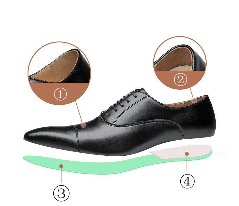 Genuine Leather Mens Dress Shoes Black Formal Social Shoe