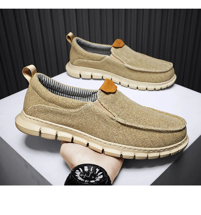 Soothing Breathable Canvas Shoes Men Loafers Slip On Summer