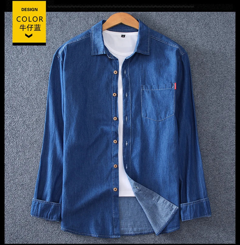 New Fashion Denim Shirt Men's Work Wear Long Sleeve Shirt