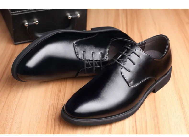 Men's Breathable Leather Shoes Black Soft Leather Soft Bottom