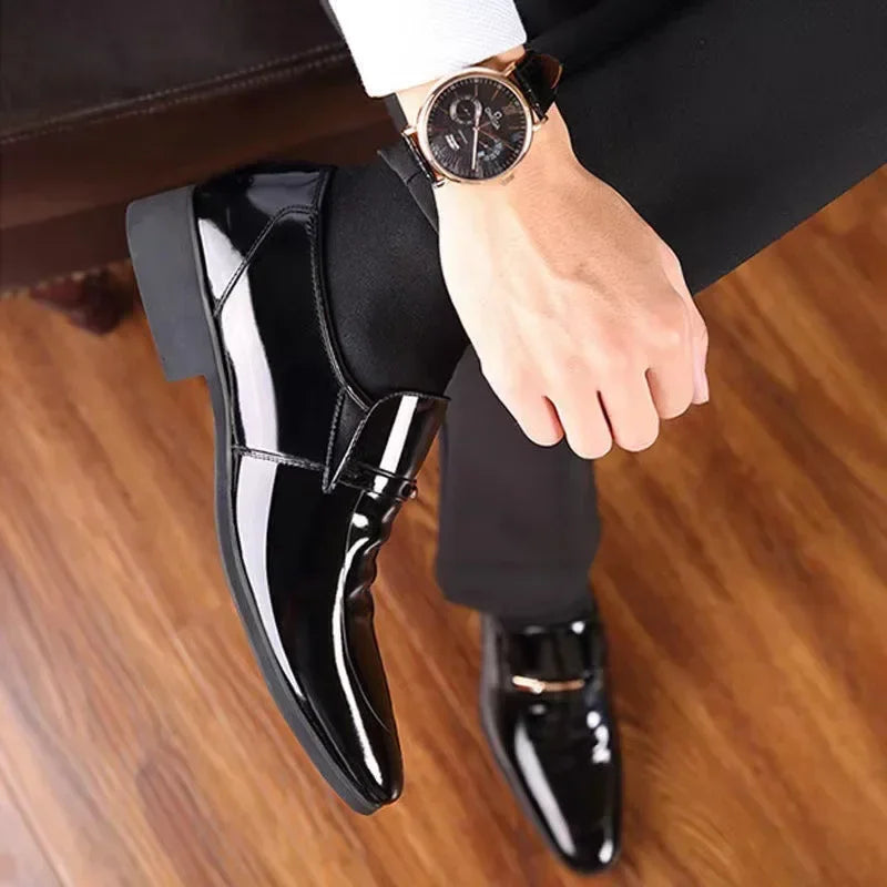 Luxury Business Oxford Leather Shoes Men Breathable Patent