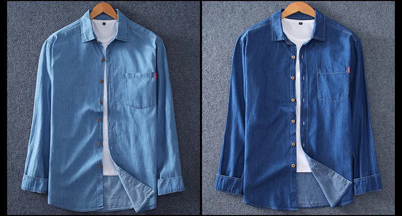 New Fashion Denim Shirt Men's Work Wear Long Sleeve Shirt