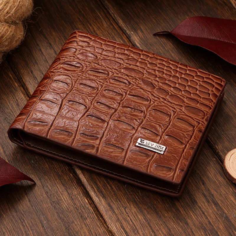 Crocodile Grain Genuine + PU Leather Short Design Wallet Fashion