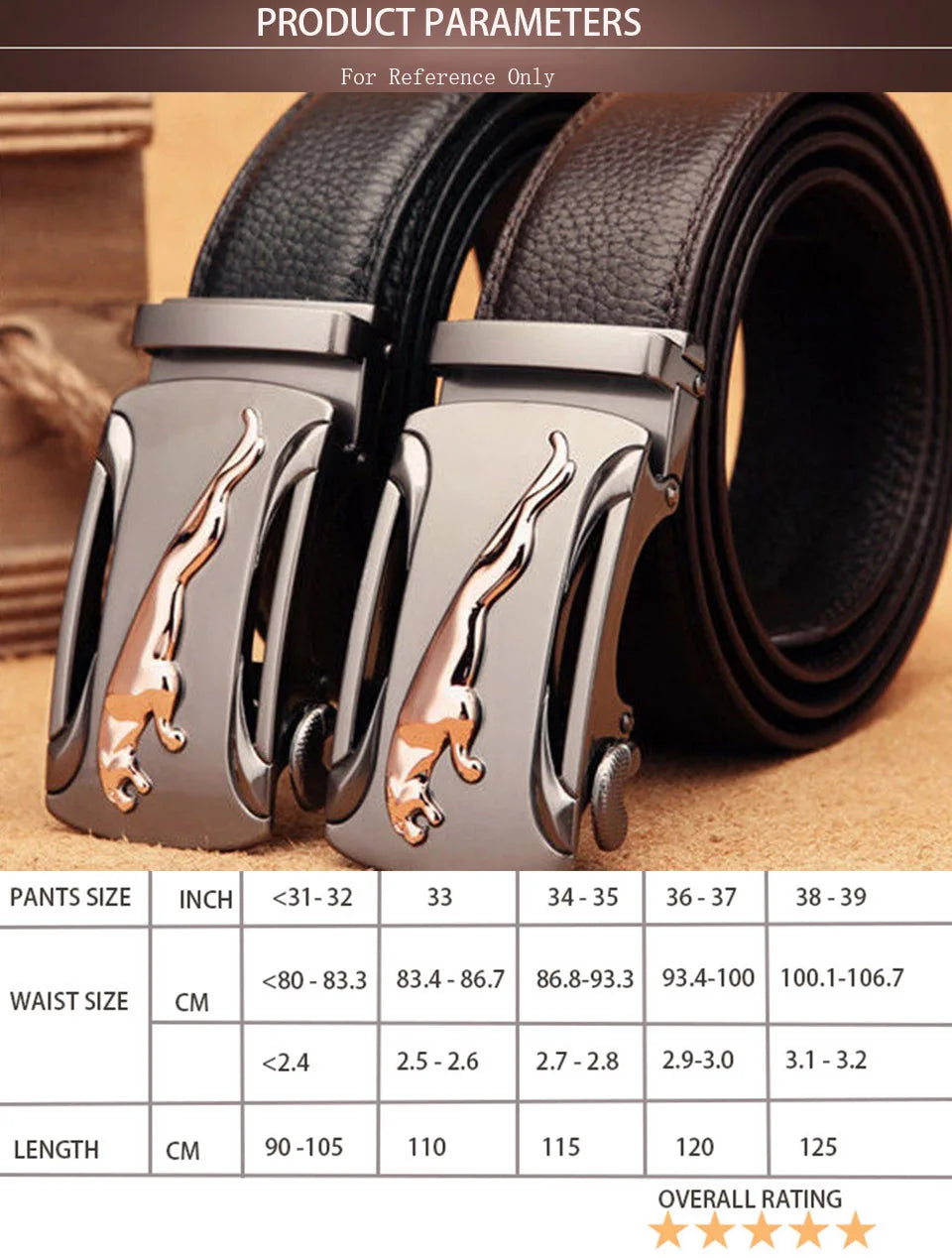 Belt Men's Genuine Leather Pure Cowhide Automatic Buckle For Style