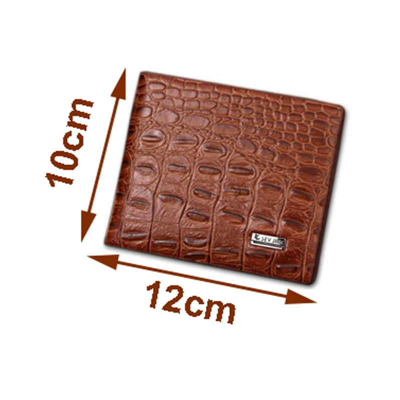 Crocodile Grain Genuine + PU Leather Short Design Wallet Fashion