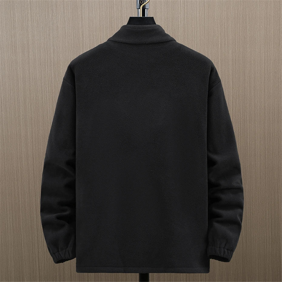 Solid Color Polar Fleece Jacket Men Winter Thcik Warm Fleece Jacket