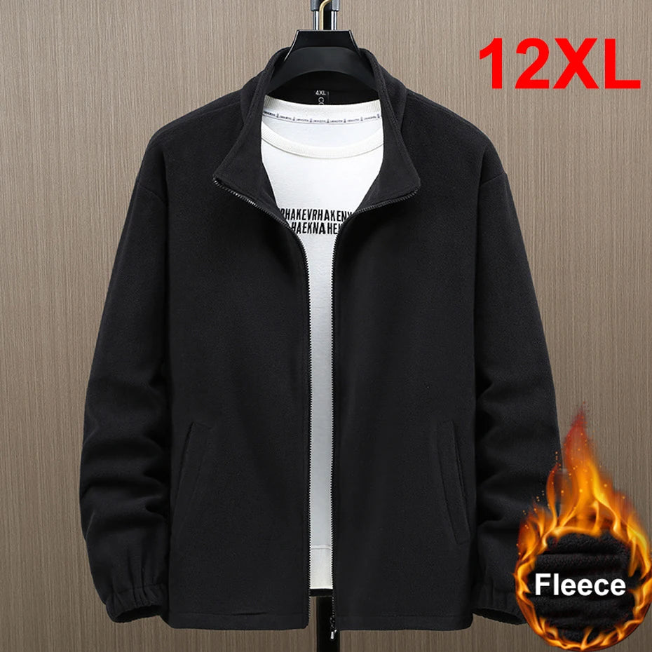 Solid Color Polar Fleece Jacket Men Winter Thcik Warm Fleece Jacket