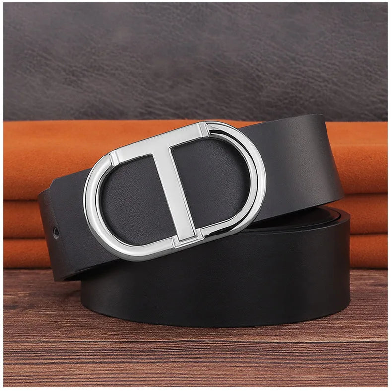 Jeans Belt Genuine Leather for Men's High Quality Buckle Jeanss