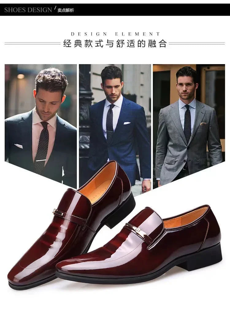 Luxury Business Oxford Leather Shoes Men Breathable Patent