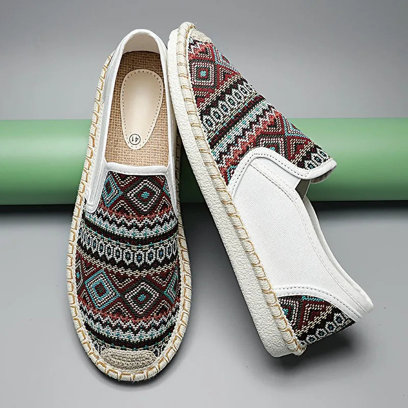 Classic Ethnic Stylish Summer White Men Fisherman Shoes Low-cut