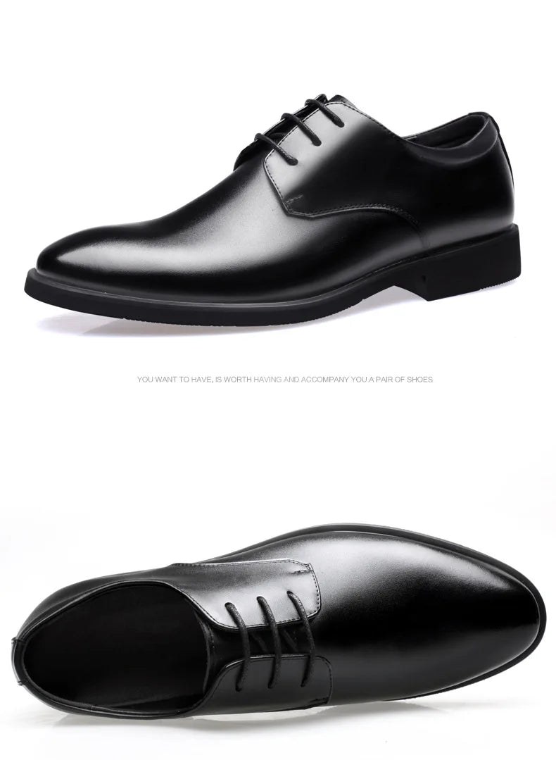 Men's Breathable Leather Shoes Black Soft Leather Soft Bottom