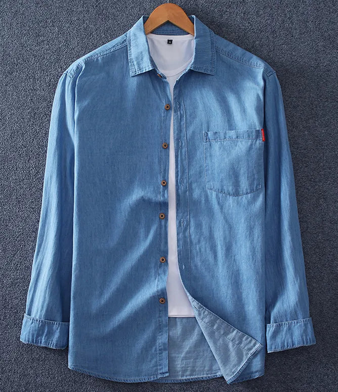 New Fashion Denim Shirt Men's Work Wear Long Sleeve Shirt