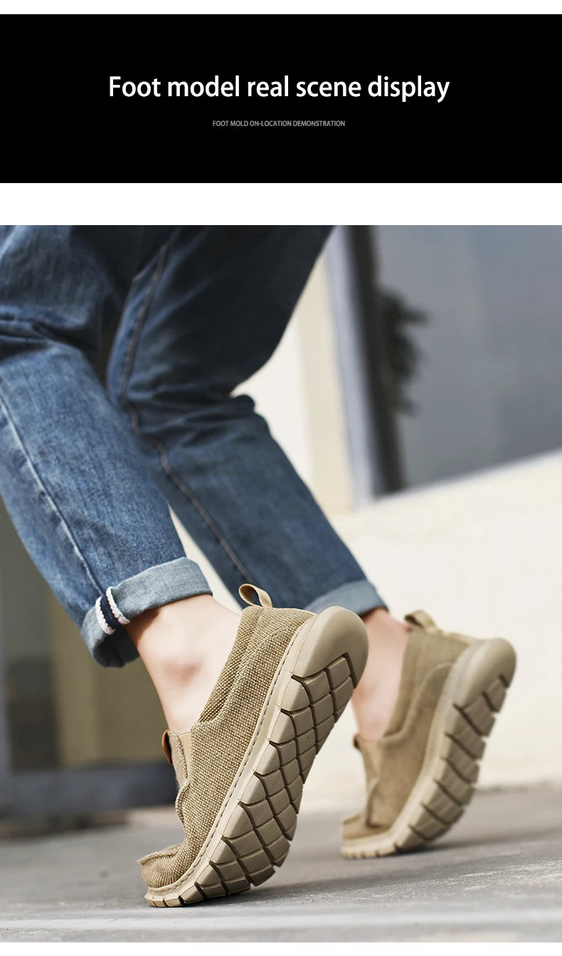 Soothing Breathable Canvas Shoes Men Loafers Slip On Summer