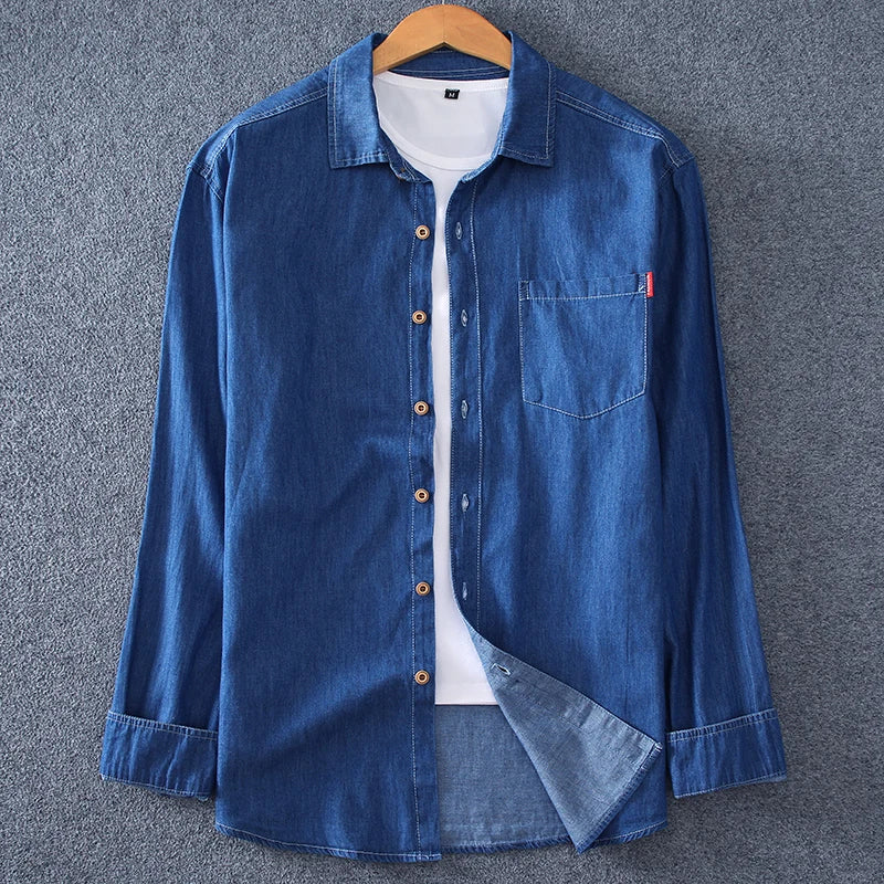 New Fashion Denim Shirt Men's Work Wear Long Sleeve Shirt