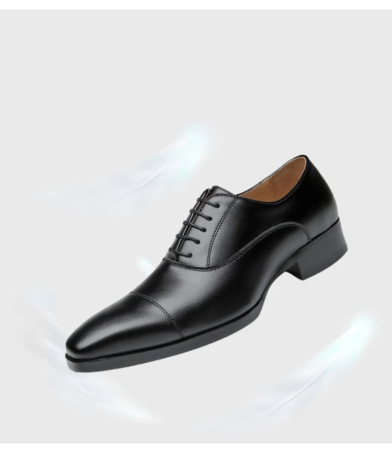 Genuine Leather Mens Dress Shoes Black Formal Social Shoe