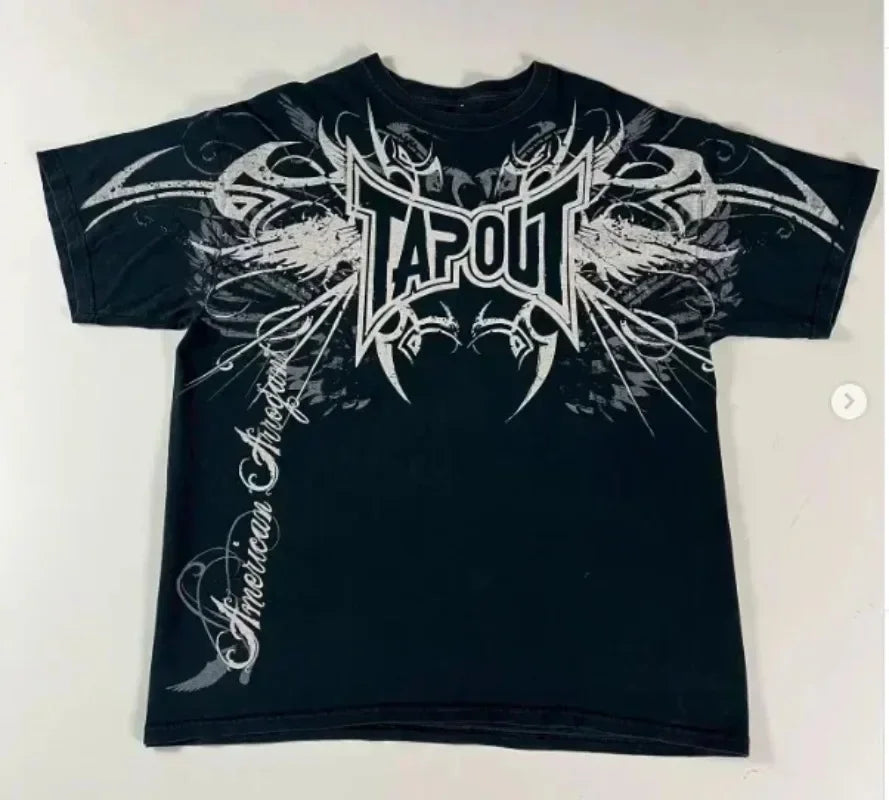 Streetwear Tapout T Shirt Y2K Mens Hip Hop Letter Graphic Print