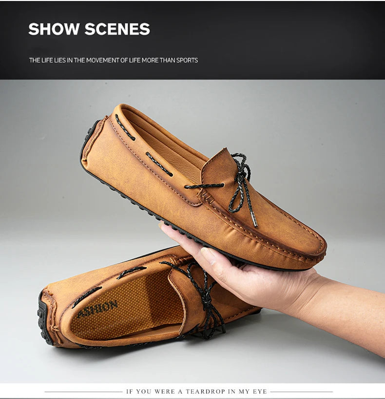 Genuine Leather Men Casual Shoes Luxury Brand Mens Loafers