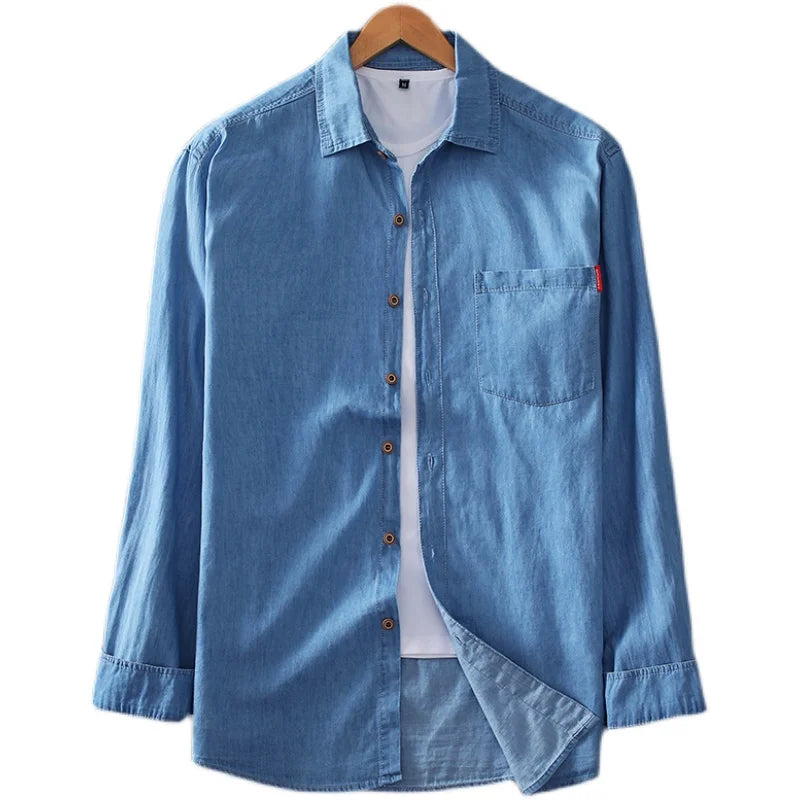 New Fashion Denim Shirt Men's Work Wear Long Sleeve Shirt