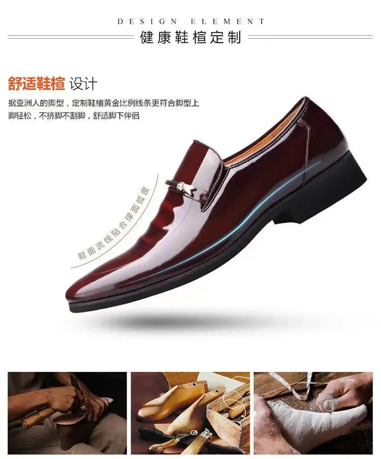 Luxury Business Oxford Leather Shoes Men Breathable Patent