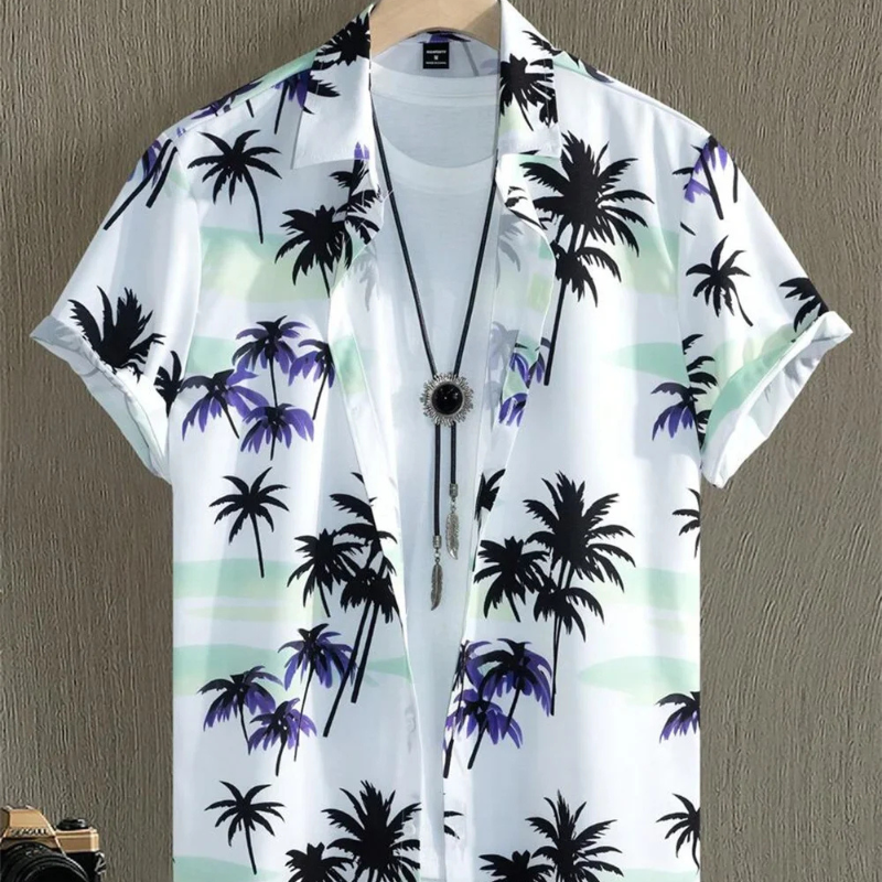 Men's Hawaiian Shirt Simple Printed Retro Fashion Shirt Loose